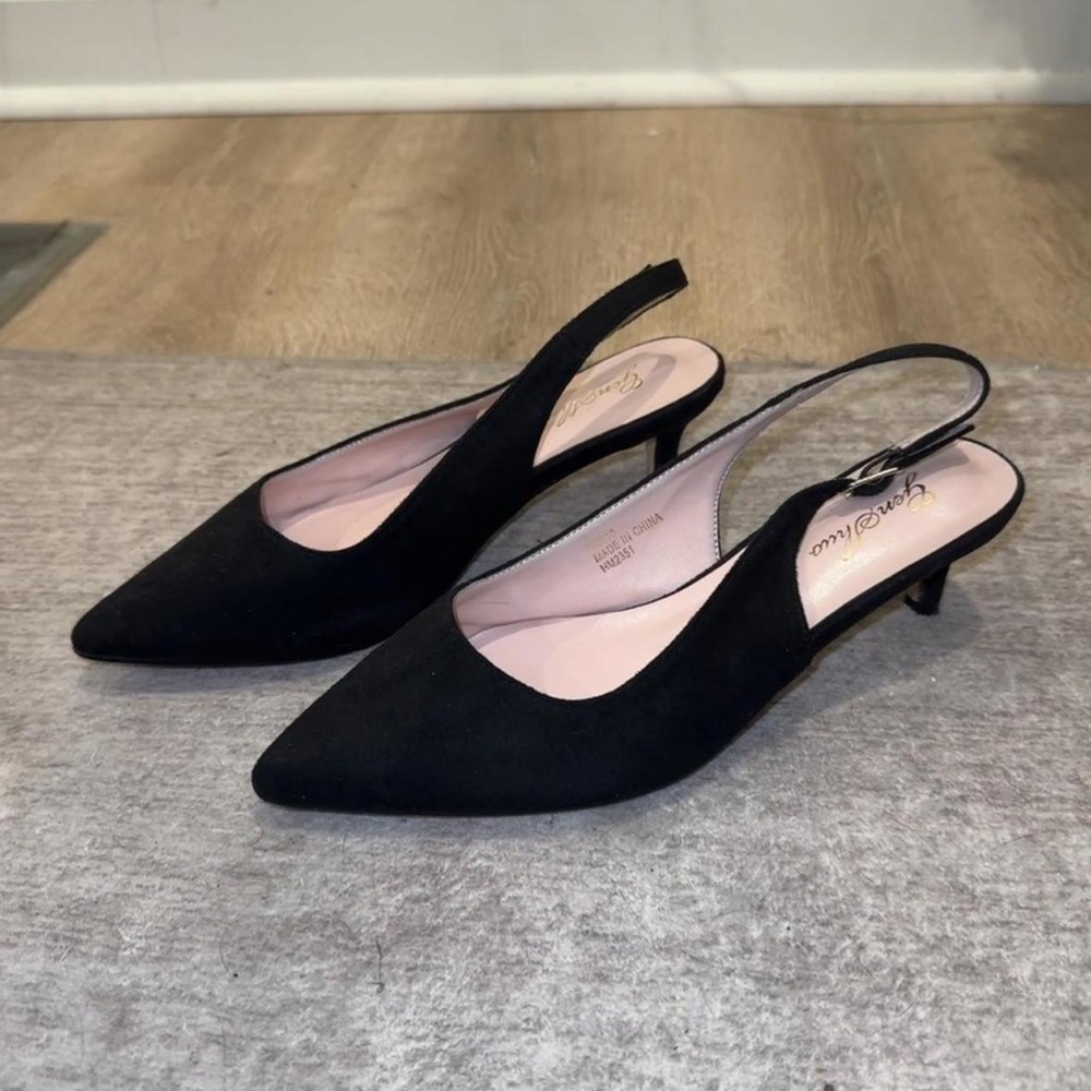 Genshuo Classic Black Slingback Heels